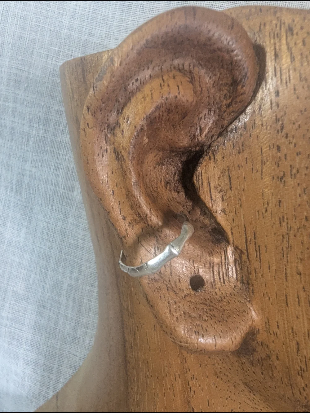 Textured Signed Sterling Silver Branch Hoop Ear Cuff